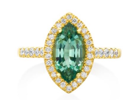 Lauren K 18 Karat Yellow Gold Green Tourmaline And Diamond Ring From The Mischa Collection
