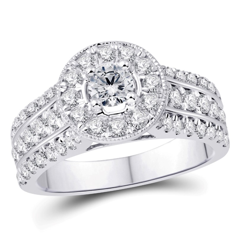 14 Karat White Gold  Diamond Engagement Ring In The 1.50 Carat Category