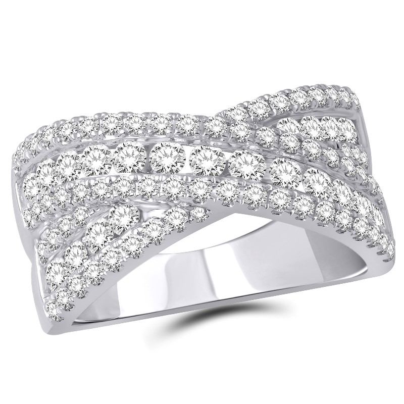 18 Karat White Gold Crossover Diamond Band