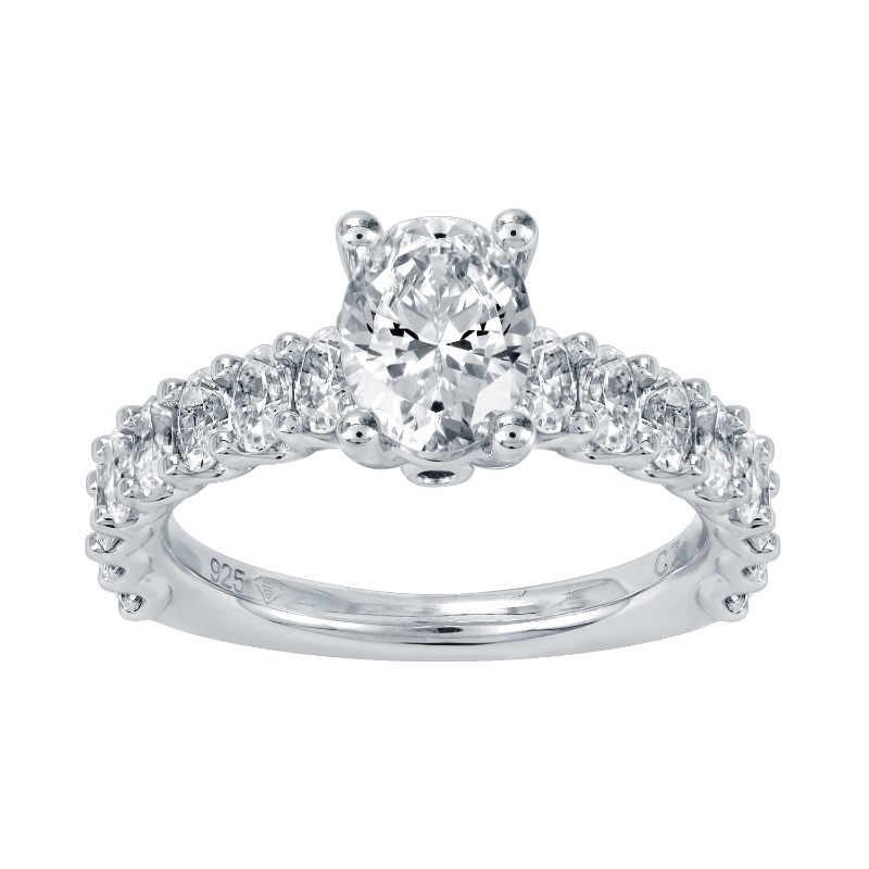 14 Karat White Gold Oval Diamond Ring In The 2.5 Carat Category