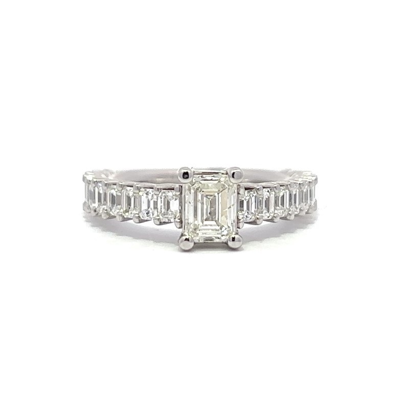 14 Karat White Gold Emerald Cut Diamond Ring