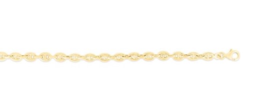 14 Karat Yellow Gold 5.4mm Polished Puff Mariner Bracelet With A Pear Lobster Clasp Measuring 7.5"