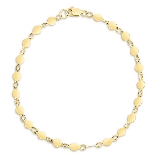 14 Karat Yellow Gold Round Mirror Chain Bracelet