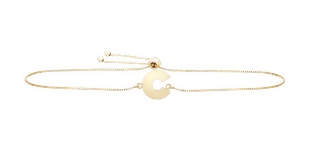 14 karat yellow gold bolo style anklet/bracelet having the letter 