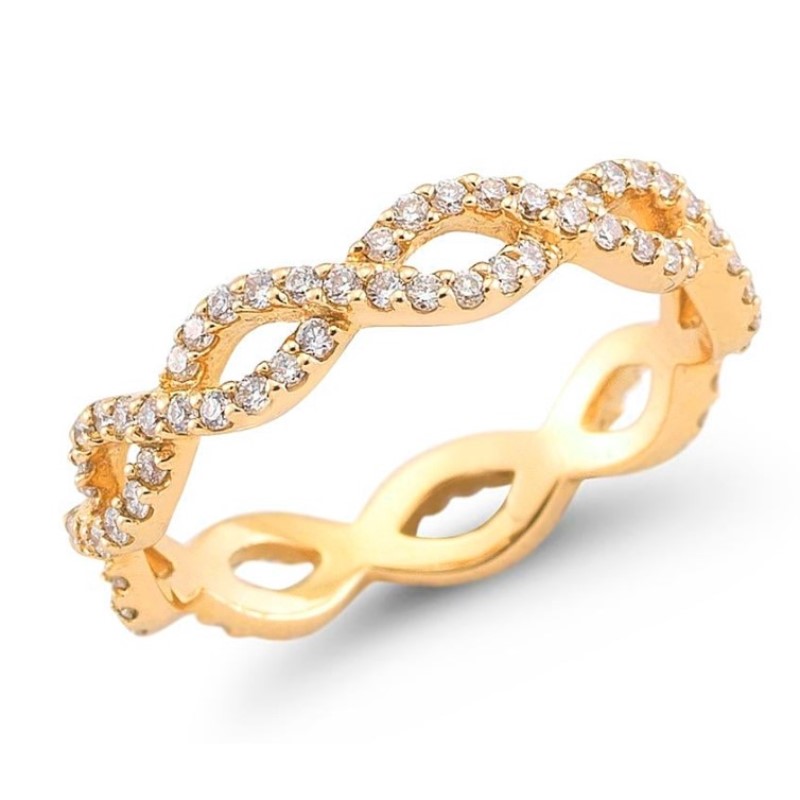 Eternity Pave Diamond Interlocking Wavy Ring