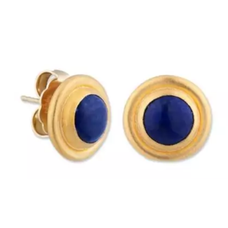 Lika Behar 24K All Gold Rocky Lapis Stud Earrings