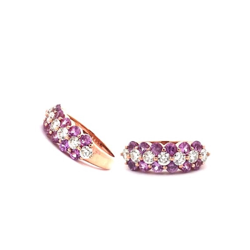 14 Karat Rose Gold Pink Sapphire And Diamond Band