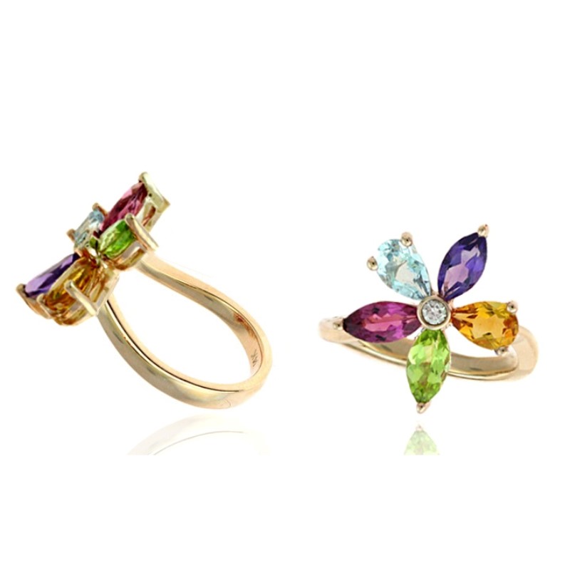 14 Karat Rose Gold Tourmaline And Diamond Ring