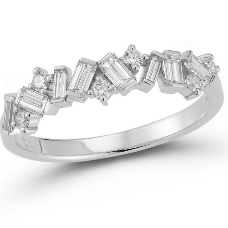 Alternating Baguette And Round Diamond Ring