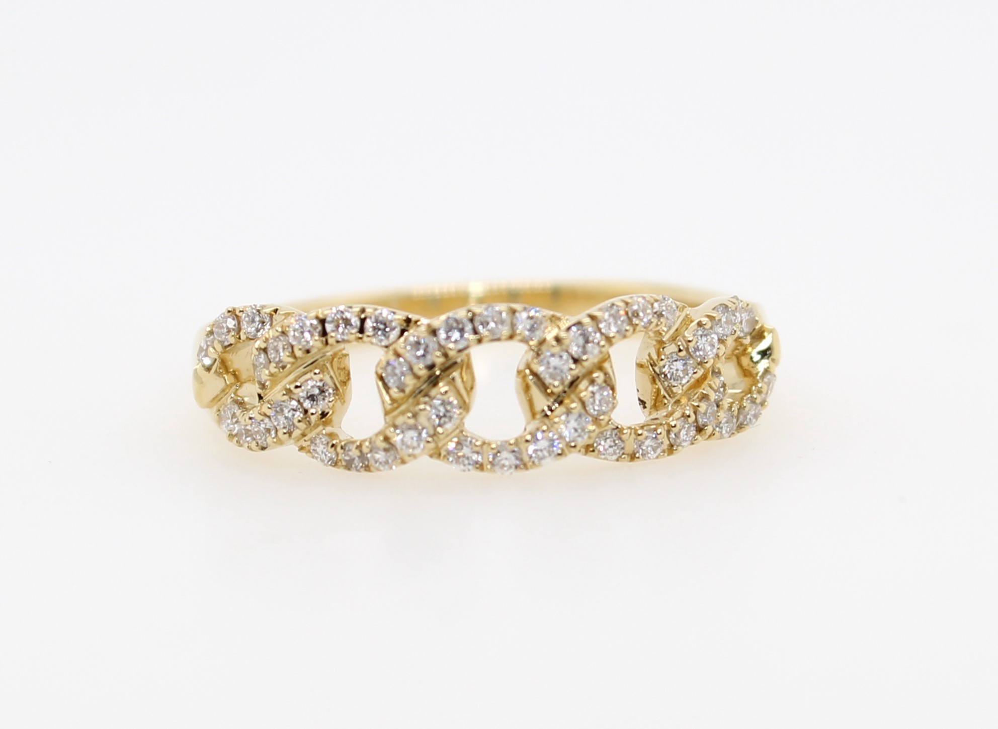 14 Karat Yellow Gold Open Curb Chain Diamond Ring