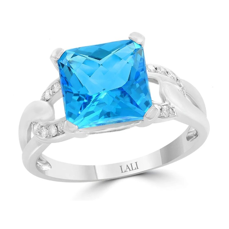 Blue Topaz And Diamond Ring