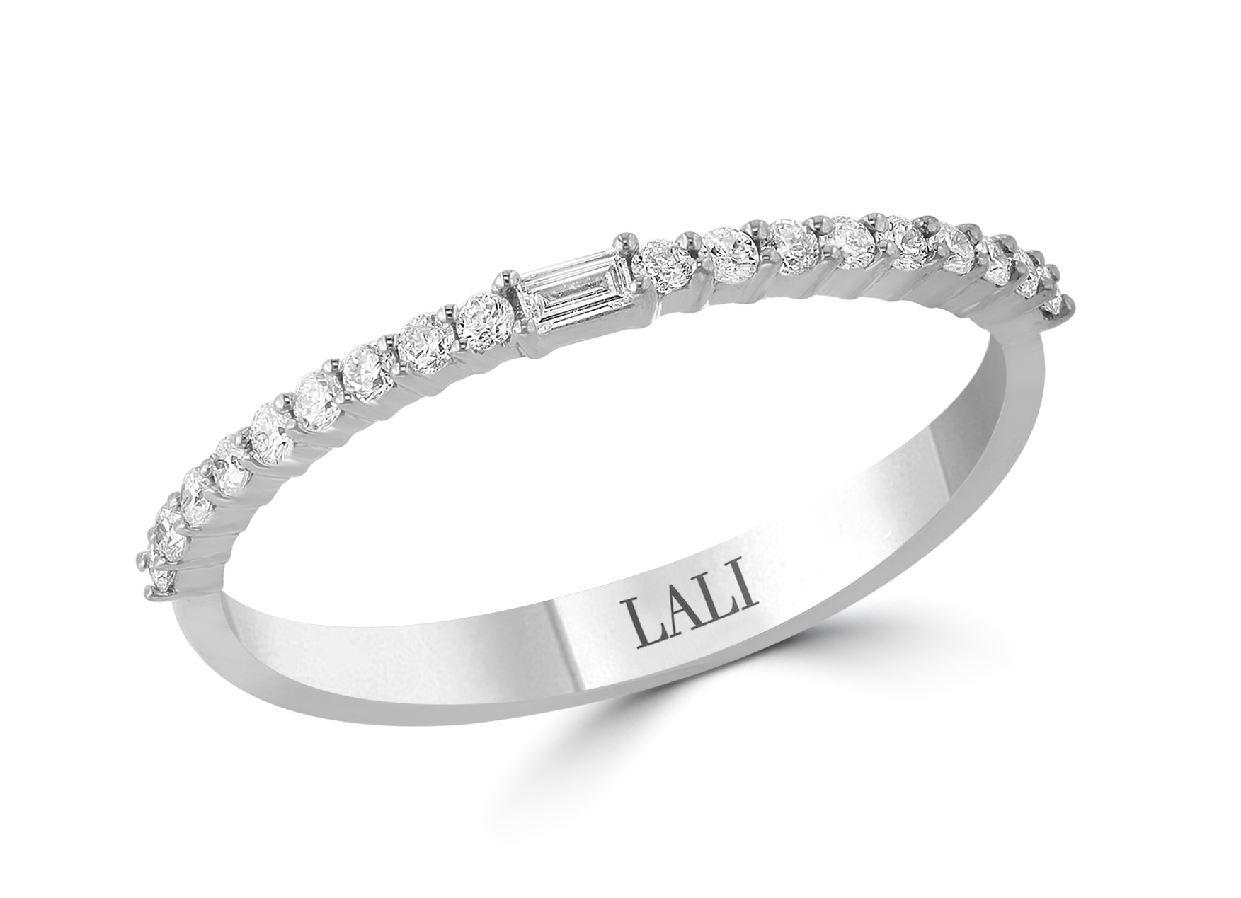 Lali 14 karat white gold diamond full cut and baguette ring