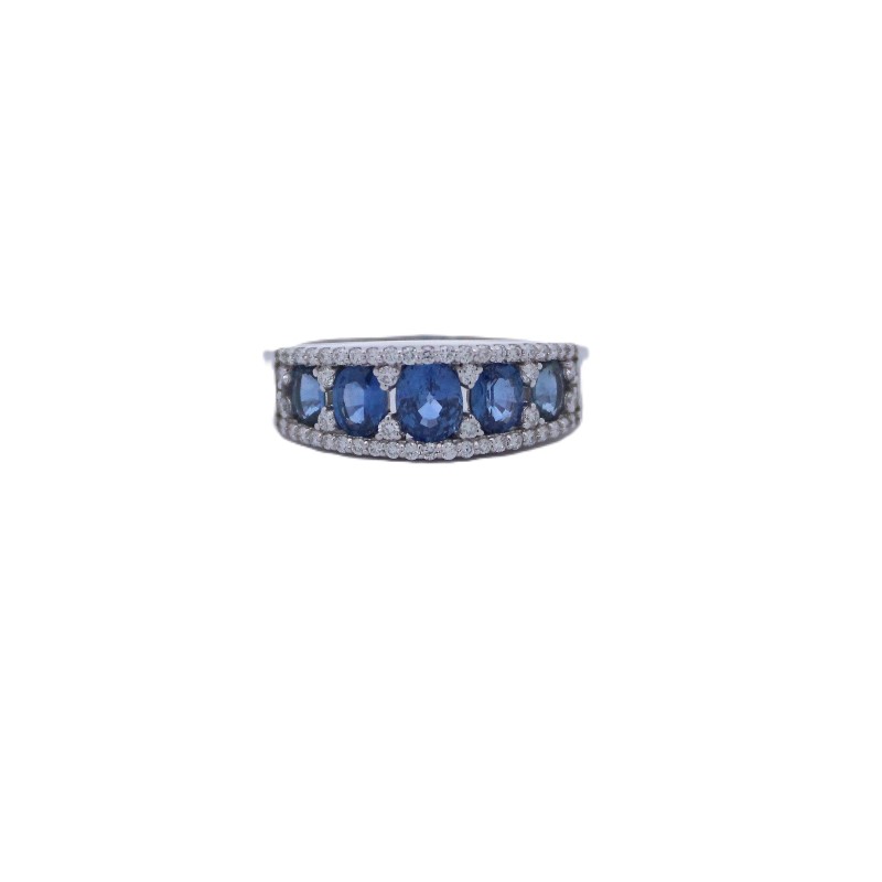 Oval Blue Sapphire And Diamond Band
