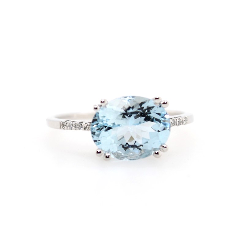 Aquamarine And Diamond Ring