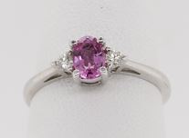 14 Karat White Gold Diamond And Pink Sapphire Ring