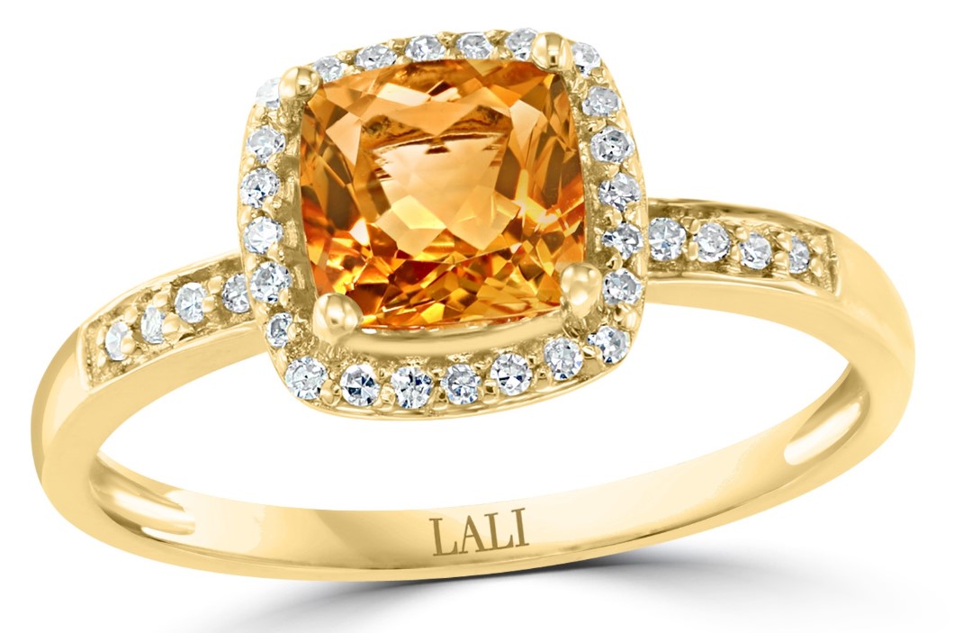 Lali 14 Karat Yellow Gold Citrine And Diamond Ring