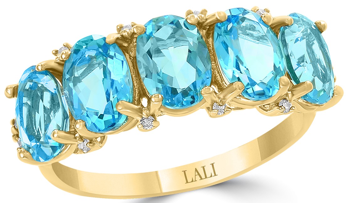 Lali 14 Karat Yellow Gold Blue Topaz And Diamond Ring