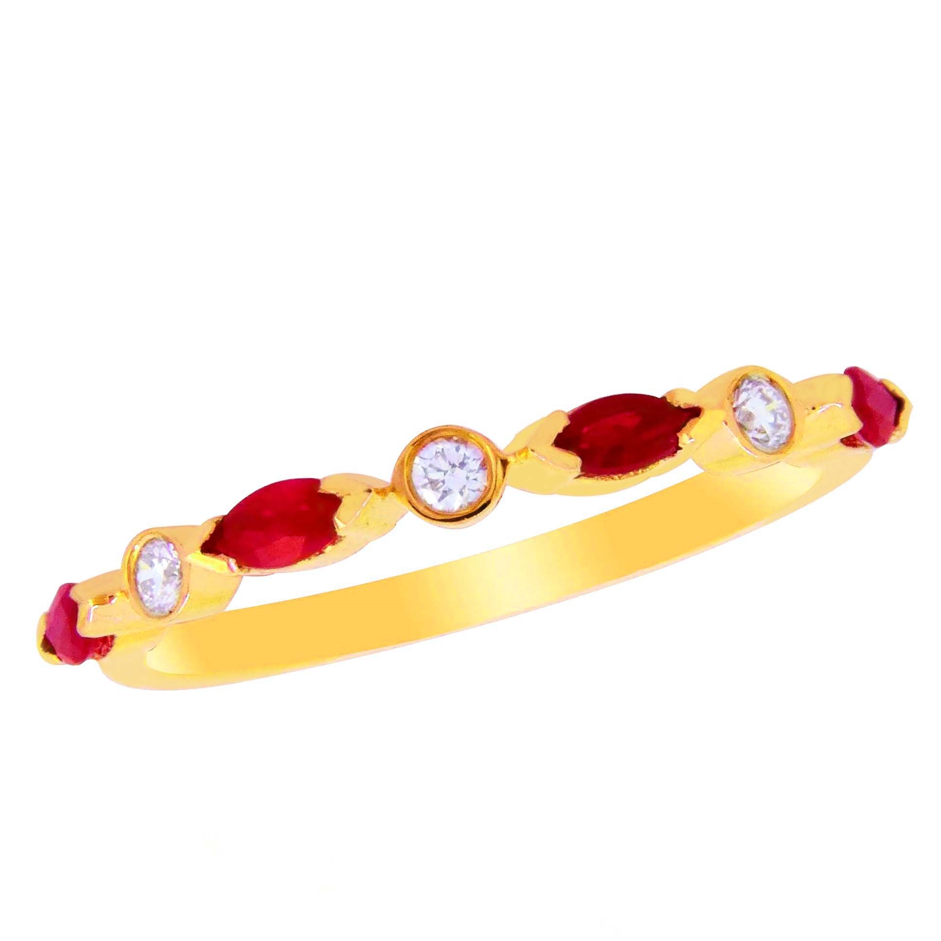Lali 14 karat yellow gold diamond and ruby ring
