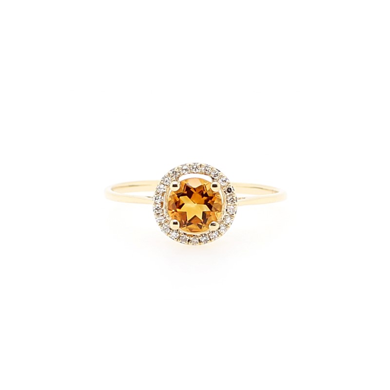 14 Karat Yellow Gold Diamond & Citrine Ring