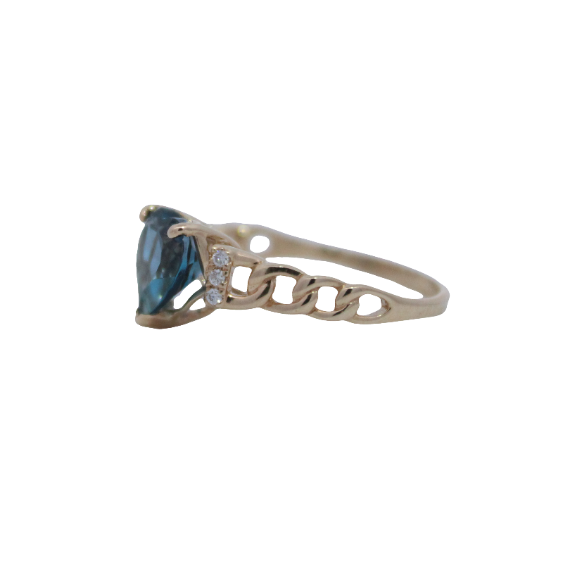 Heart Shaped London Blue Topaz And Diamond Ring
