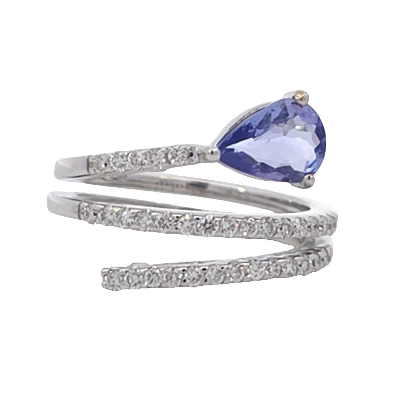 Tanzanite And Diamond Coil Ring