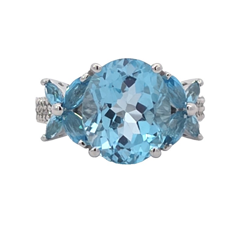 Blue Topaz And Diamond Ring