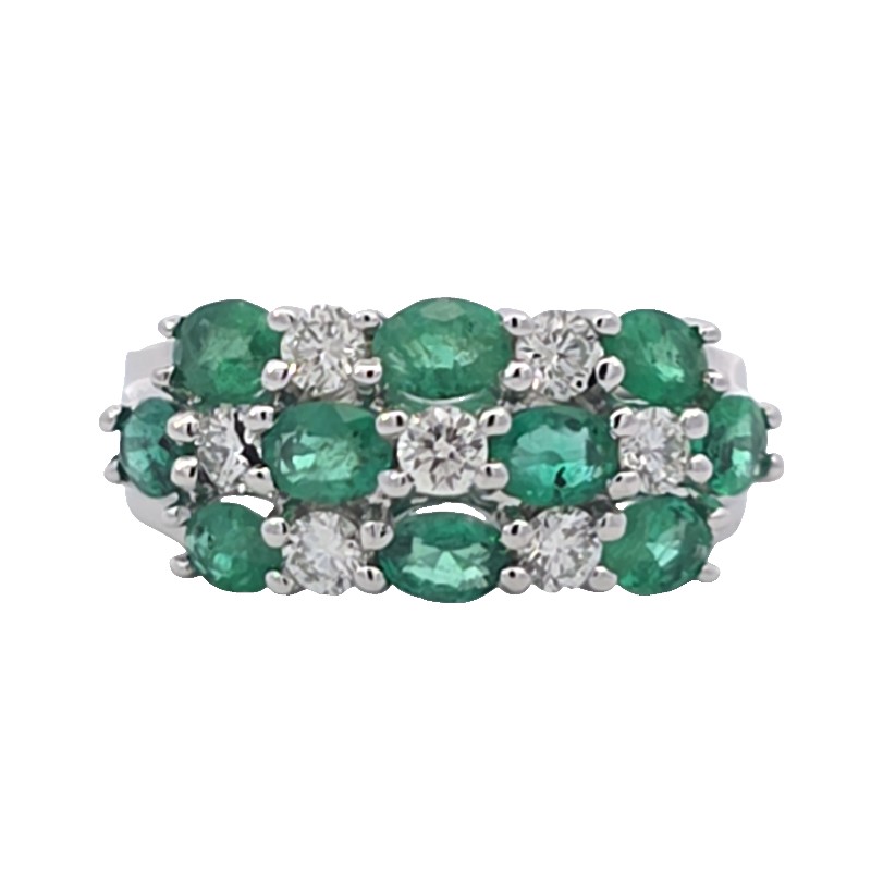 Wide Emerald And Diamond Band