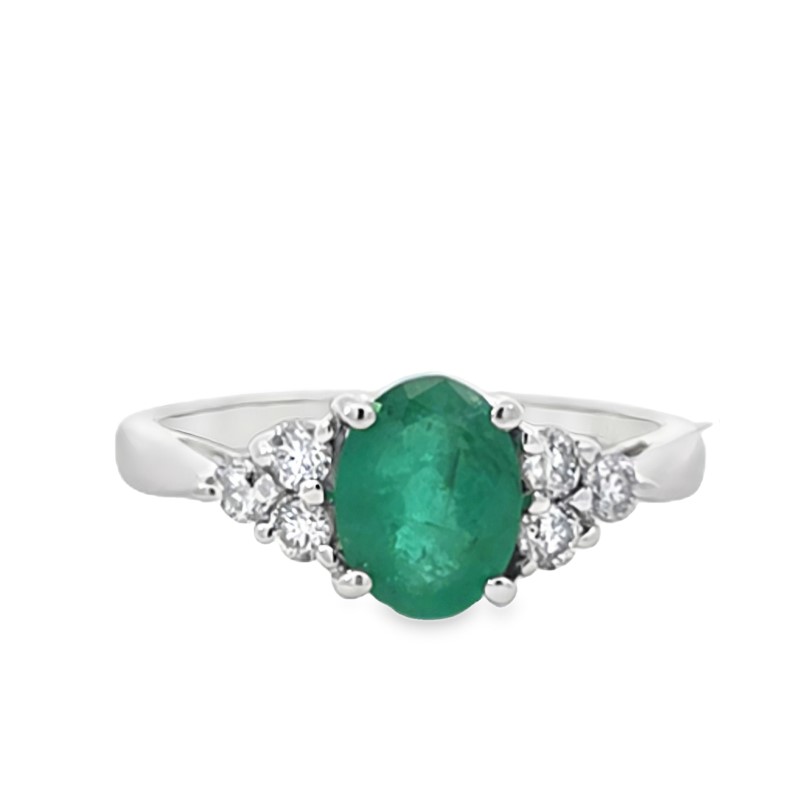 Oval Emerald And Diamond Ring
