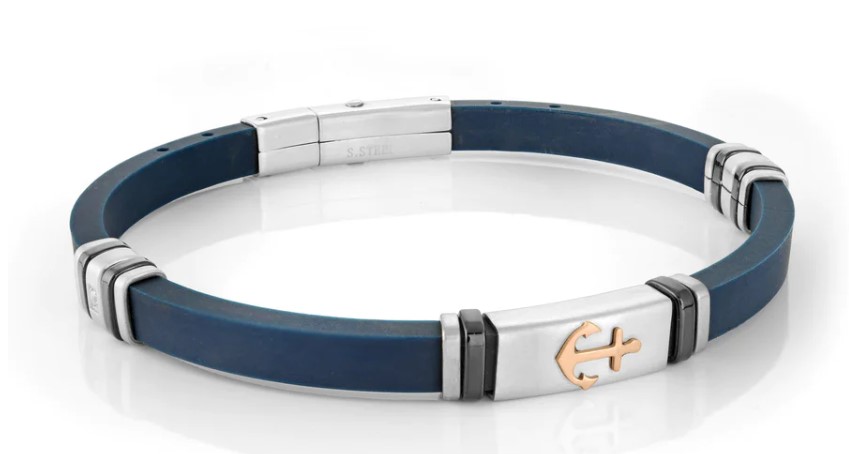 Italgem Blue Regent Stainless Steel Anchor & Silicone Bracelet