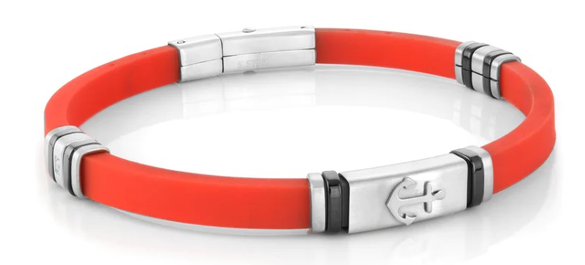 Italgem Red Regent Stainless Steel Anchor & Silicone Bracelet