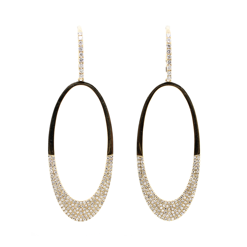 Oval Diamond Dangle Earrings
