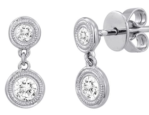 Diamond Bezel Drop Earrings