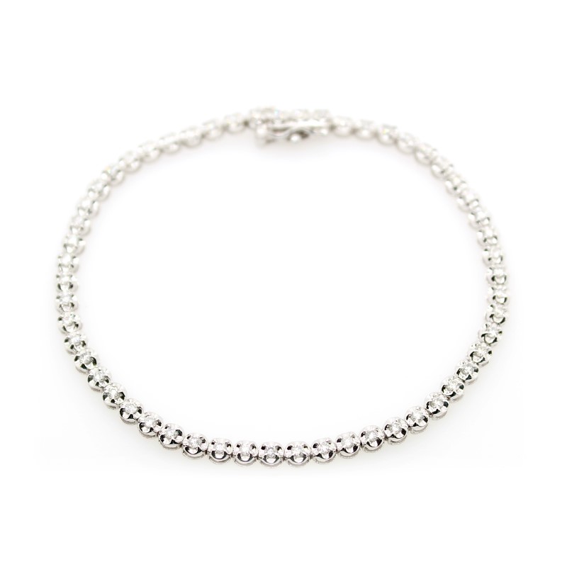 SK Diamond lady's 10 karat white gold diamond tennis bracelet