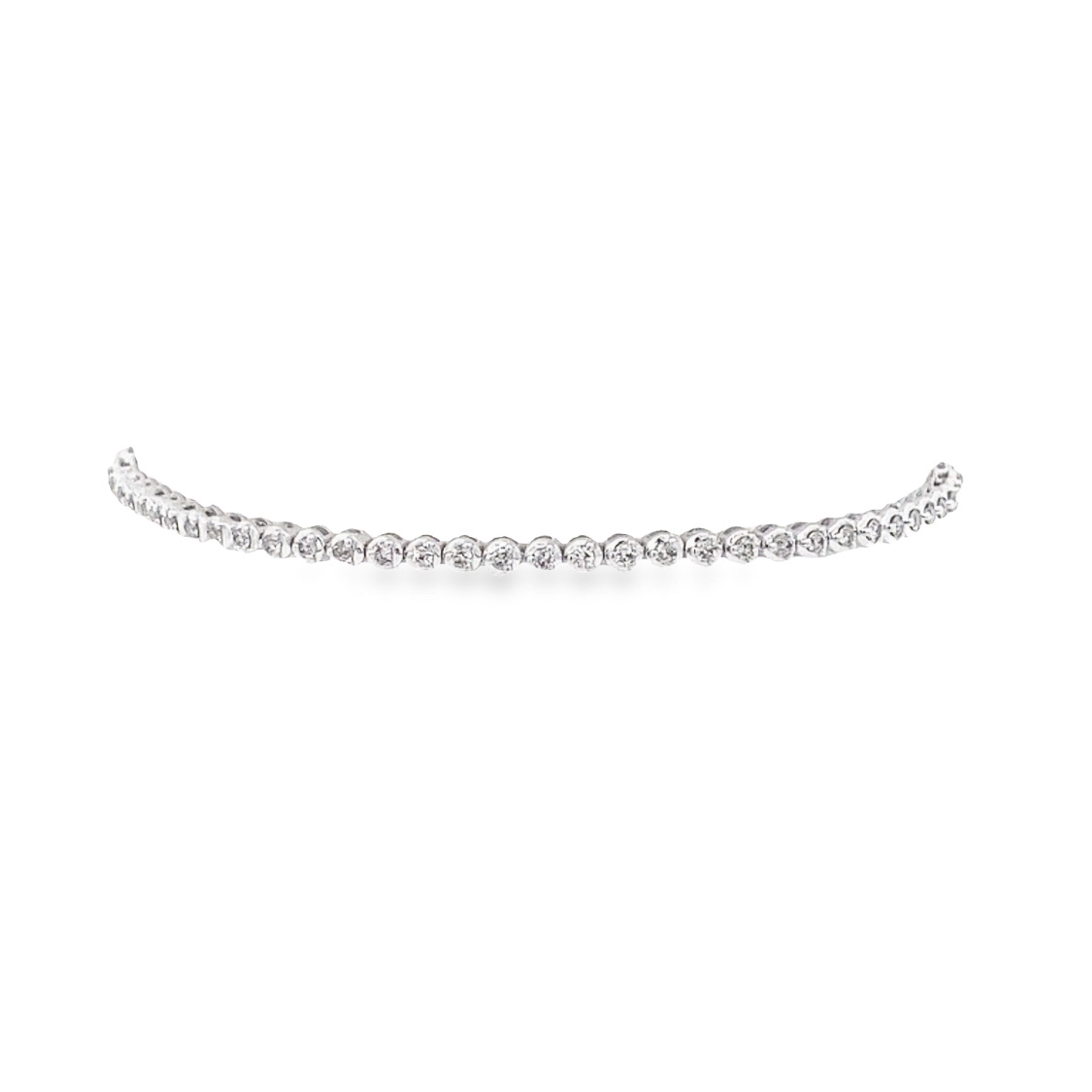 10 Karat White Gold Diamond Tennis Bracelet Measuring 7 Inches