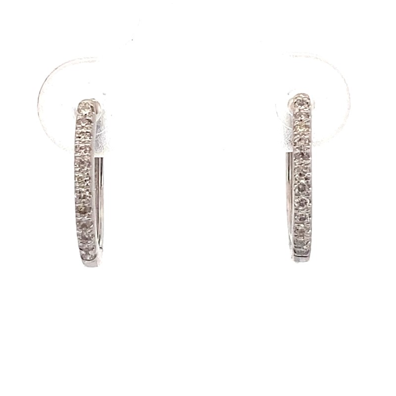 10 Karat White Gold Diamond Hoop Earrings