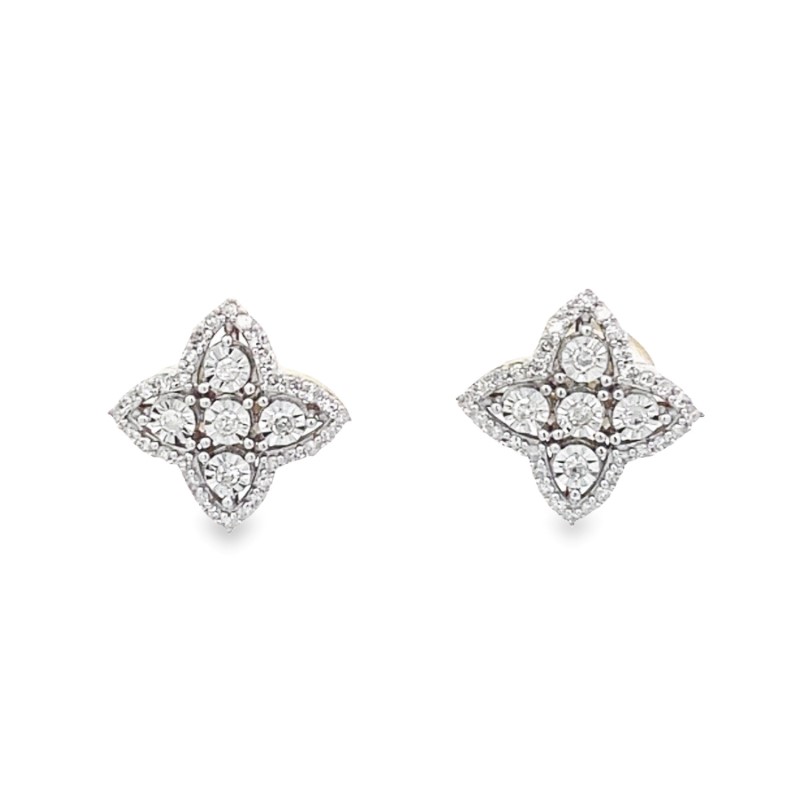 10 Karat Yellow Gold Diamond Earrings