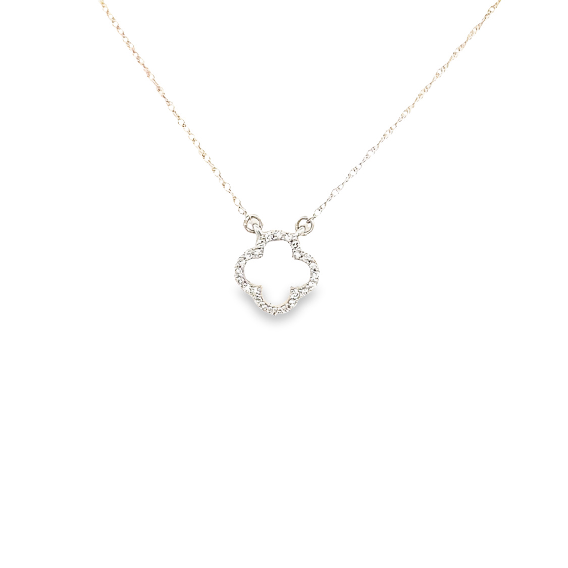 10 Karat White Gold Diamond Necklace Measuring 18 Inches