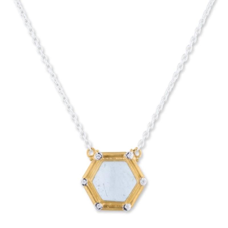 Lika Behar 24K Gold And Sterling Silver Aquamarine And Diamond Sky Necklace