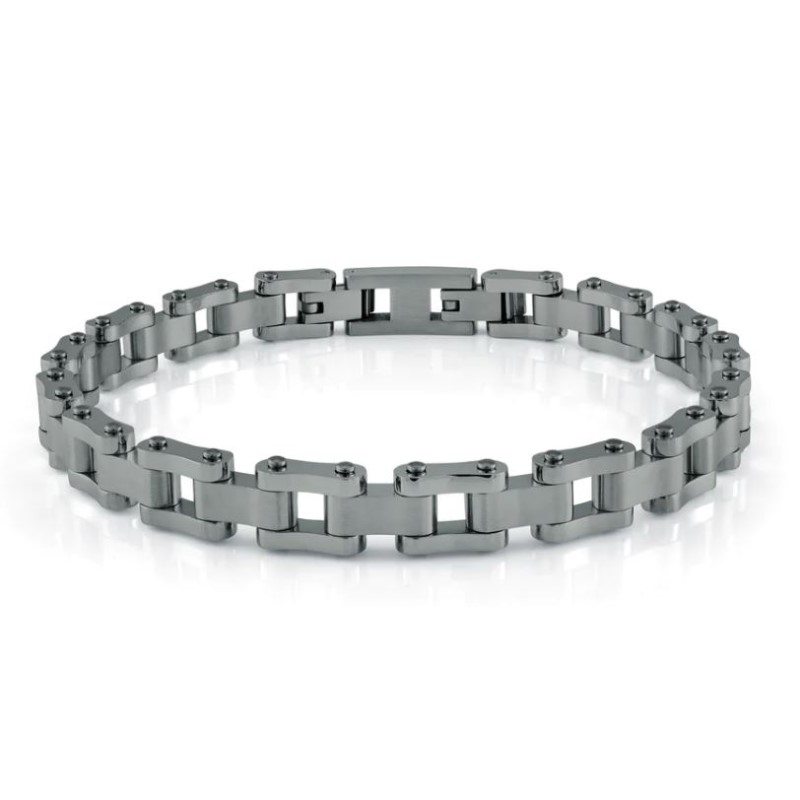 Italgem Gun Metal Stainless Steel Link Brushed Bracelet