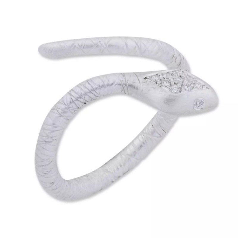 Lika Behar Sterling Silver Snake Ring With Diamonds