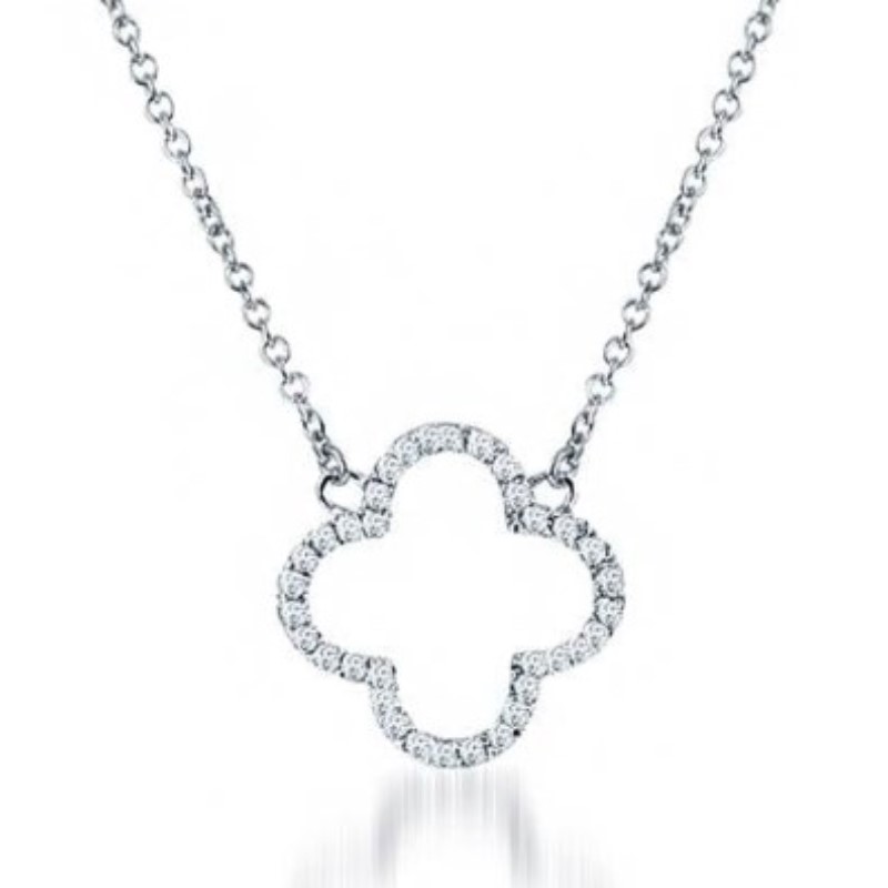 Pave Diamond Clover Necklace