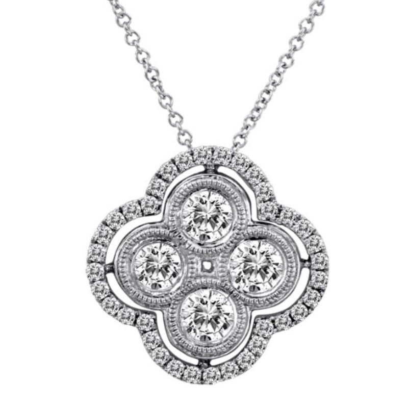 Diamond Double Clover Pendant Necklace