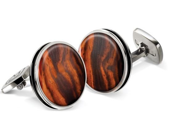 M-Clip Cocobolo Bordered Round Cufflinks