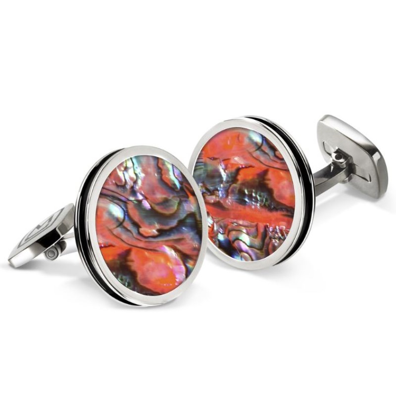 M-Clip Orange Abalone Cufflinks