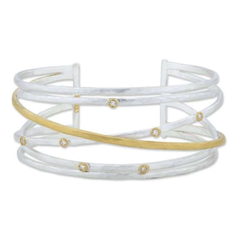 Lika Behar 24K Fusion Gold And Sterling Silver Stockholm Crosswire Open Cuff Bracelet