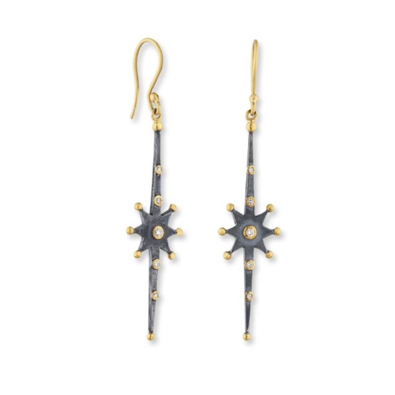 Lika Behar Elongated Starburst Diamond Earrings