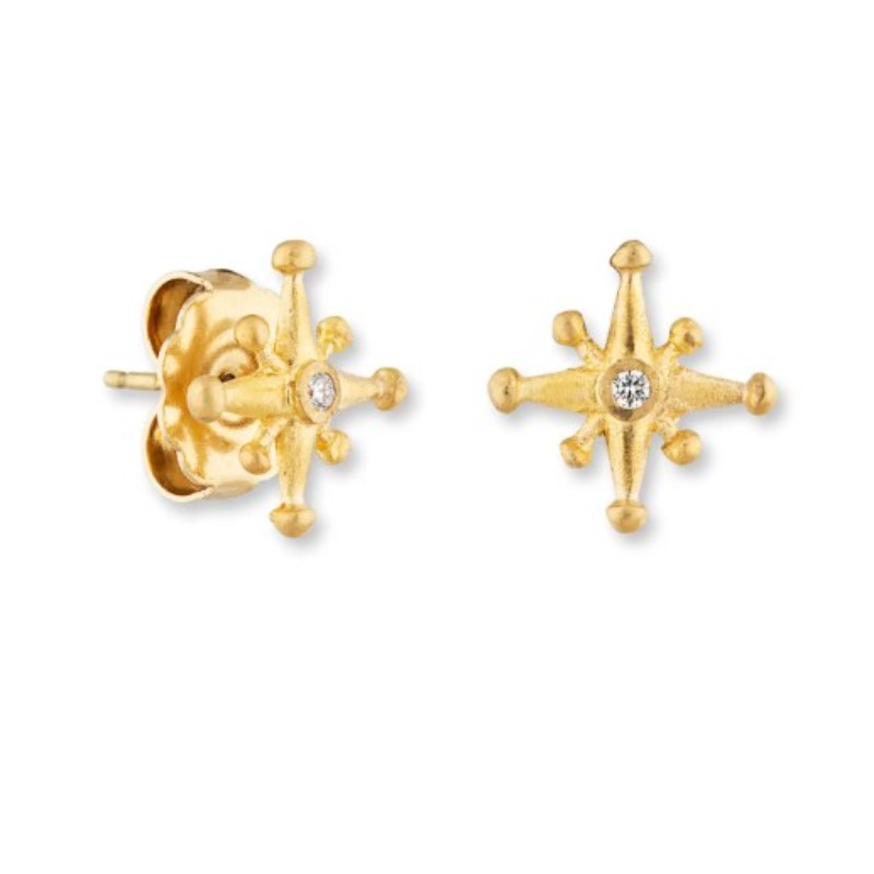 Lika Behar 13mm Starburst Studs With Diamonds