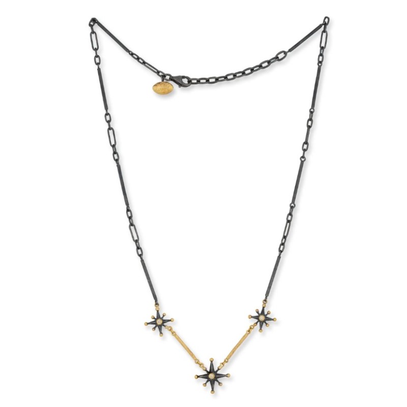 Lika Behar Oxidized Sterling Silver And 24 Karat Yellow Gold Starburst Necklace