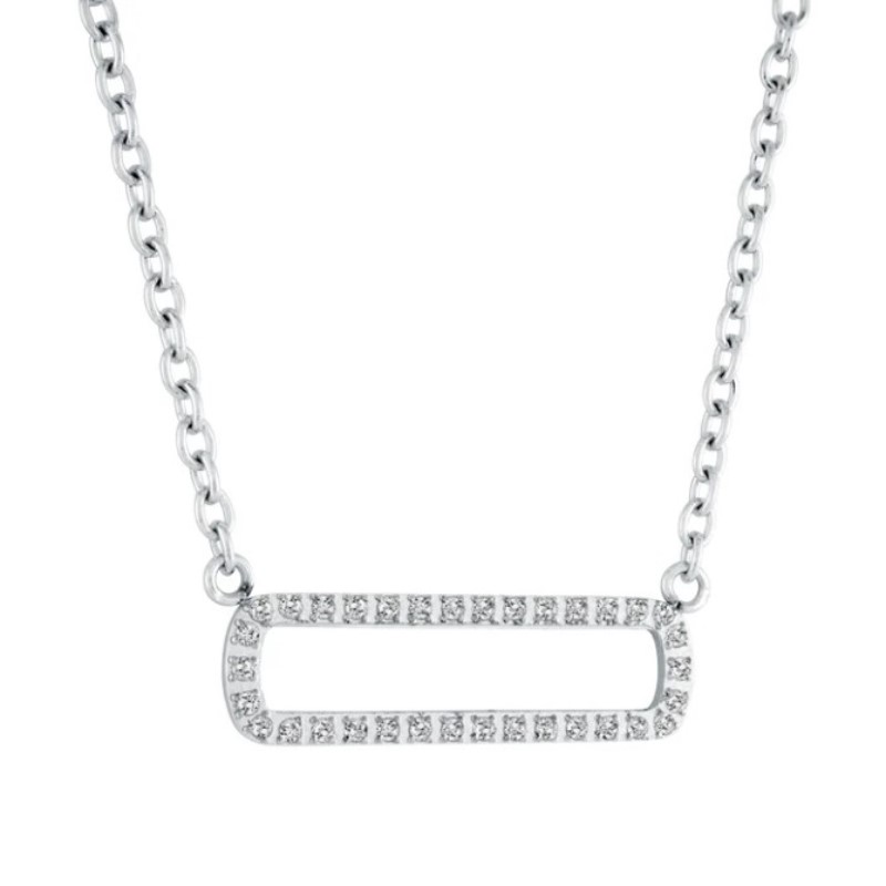 Veloria Collection Cz Oval Bar Necklace