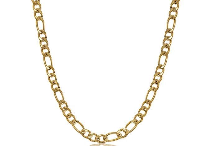 Italgem Gold Plated Stainless Steel Polished Figaro Chain 24 Inches